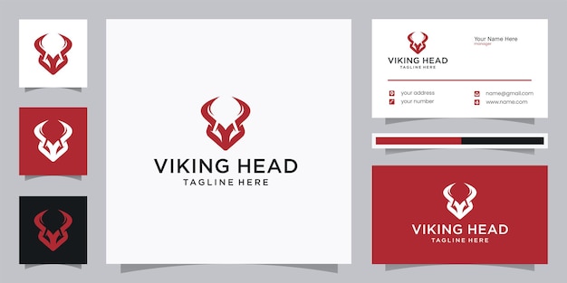 Viking head logo design template