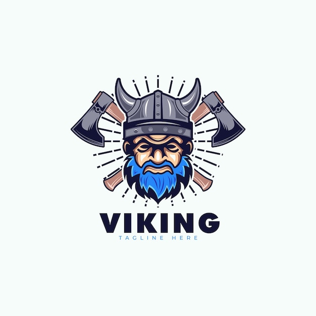 Viking Head Mascot Logo Design Illustration