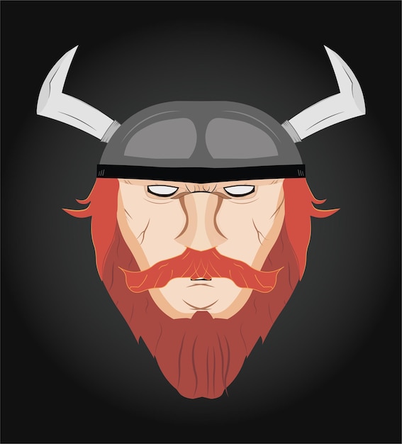 Vector viking head vector illustration colorful flat