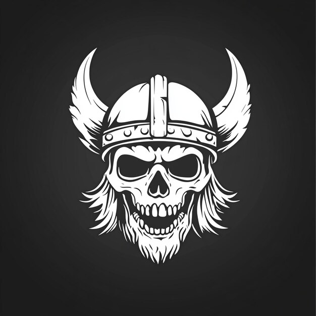 Viking Helmet Skull Vector Design