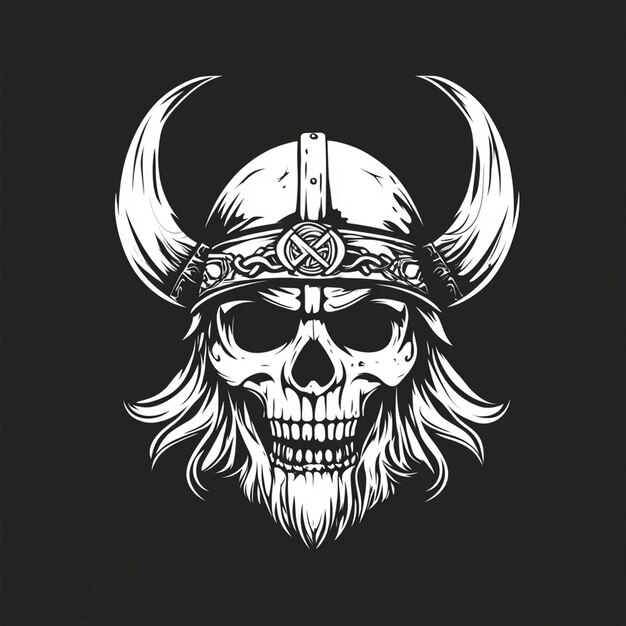 Viking Helmet Skull Vector Logo