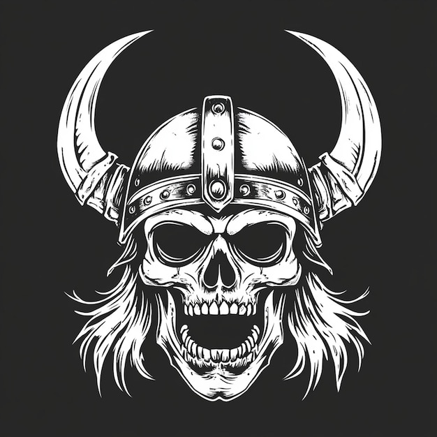 Viking Helmet Skull Vector Logo