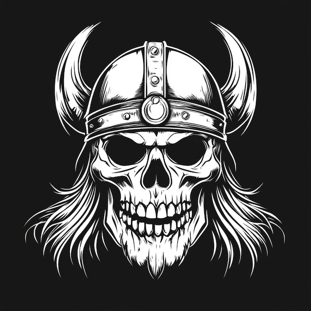 Viking Helmet Skull Vector Logo