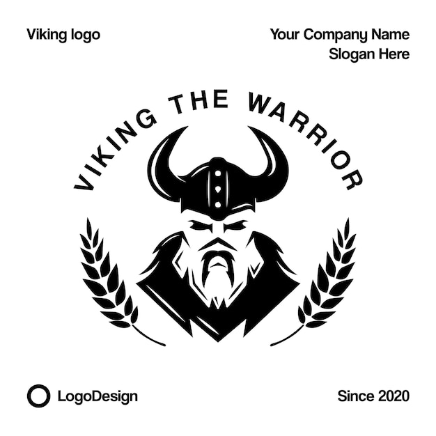 Viking logo design. Nordic warrior symbol. Horned Norseman emblem.