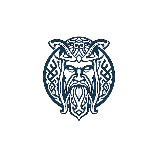 Vector viking logo lines on white background