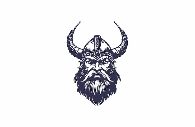 Vector viking logo vector icon illustration vintage style