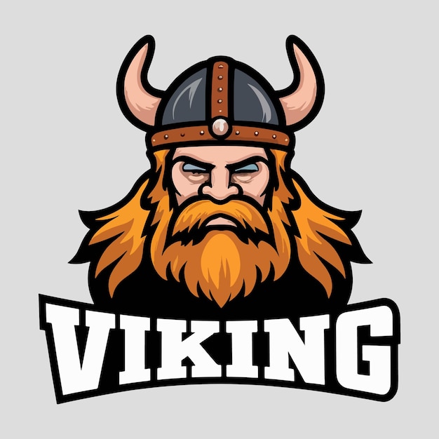 Viking mascot logo design with a beard and a helmet