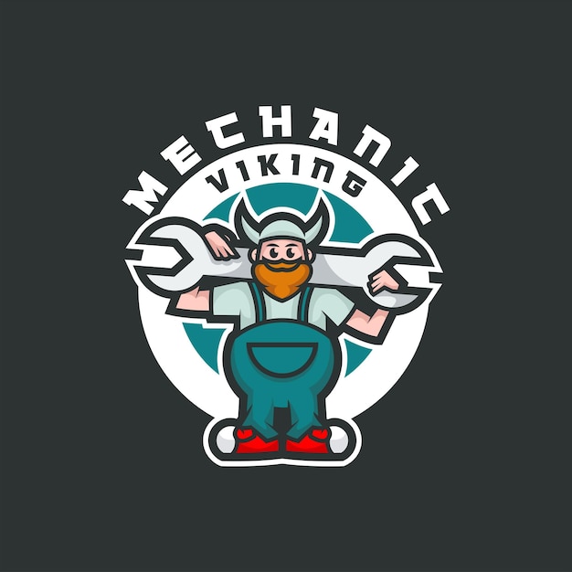 Viking mechanic branding mascot logo