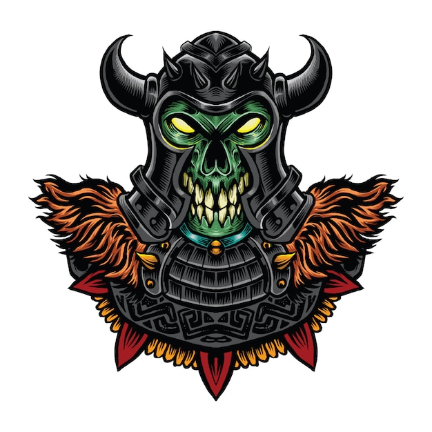 viking skull monster illustration color