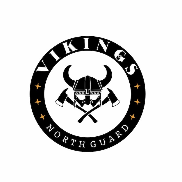 Viking Team Logo Emblem With Crossed Ax