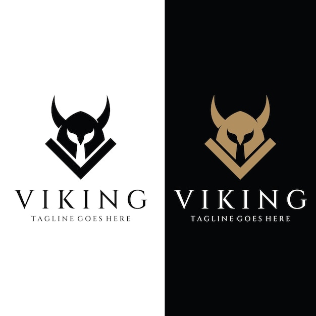 Viking warrior helmet logo with horned helmet and viking with the letter V The logo can be used for boats sports and others