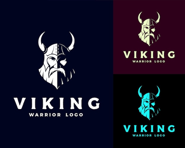 Viking warrior logo design vector illustration