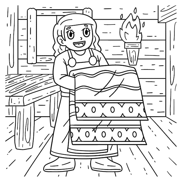 Viking with Tapestry Coloring Page for Kids