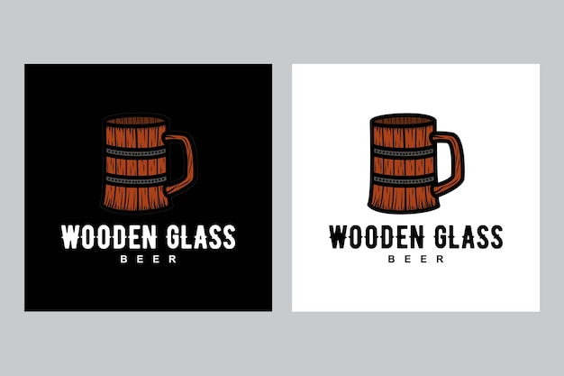 viking wooden beer glass logo design