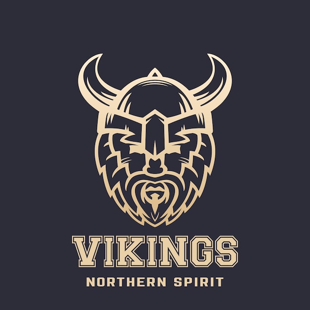 Vikings logo bearded warrior in horned helmet