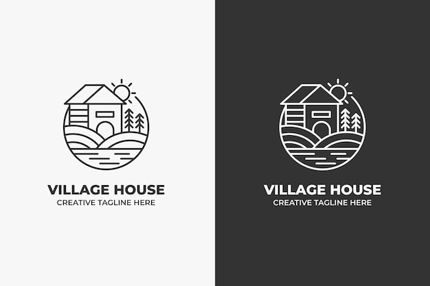 Village Farmhouse Monoline Logo