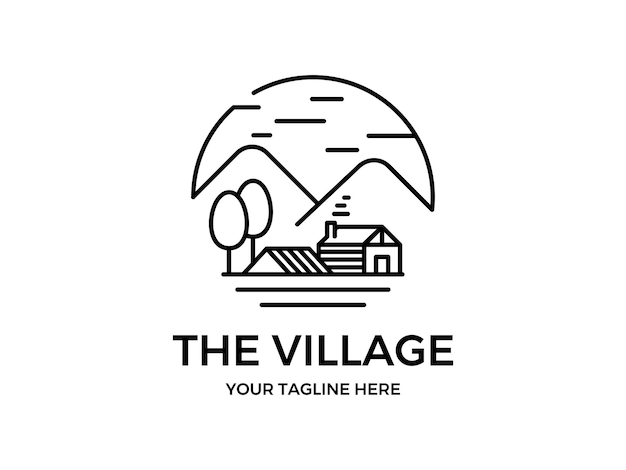 The Village Line Art Logo Badge Template