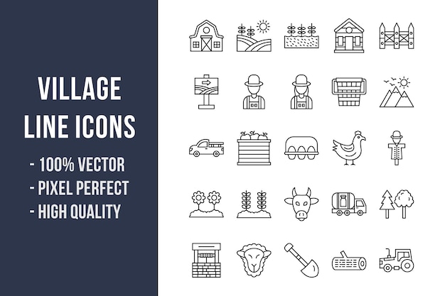 Village Line Icons