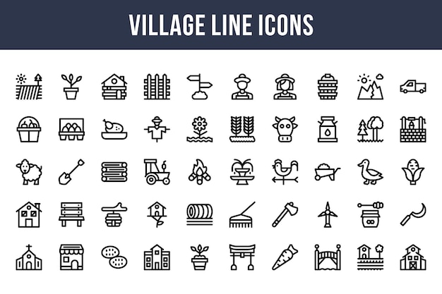 Village Line Icons