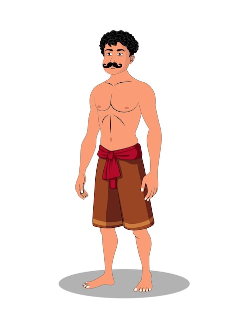 Vector a village man three quarter pose cartoon character design