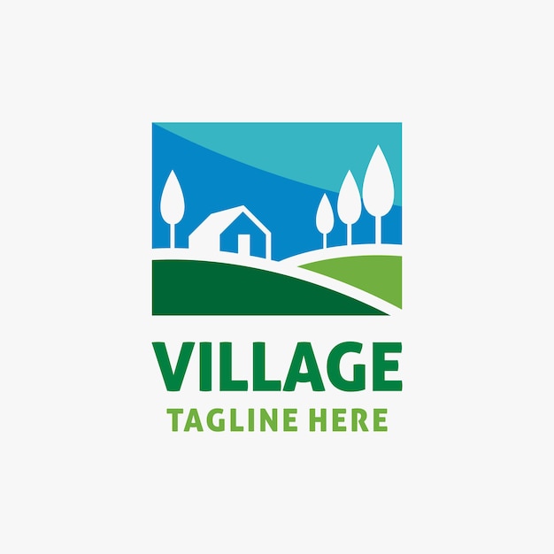 Village scenery logo design