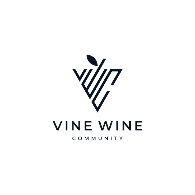 Vine Wine Grape Fruit with Initial Letter V W C Logo Design Inspiration