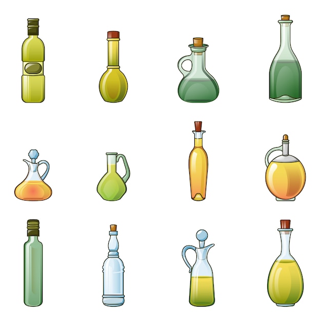 Vinegar bottle icons set