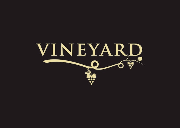 vineyard logo design vector grape farm agriculture leaf tree plant