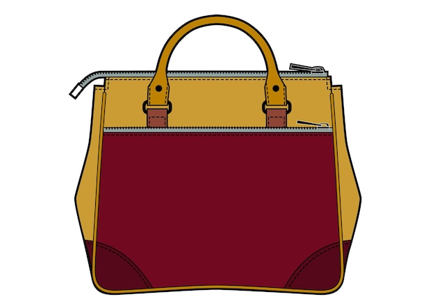 Vinous and yellow colored bag sketch