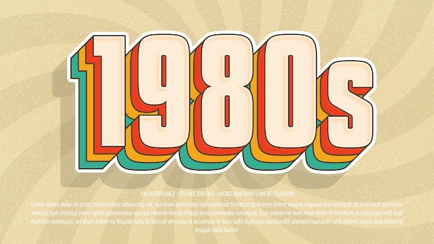 Vintage 1980s 3d sticker style editable text effect