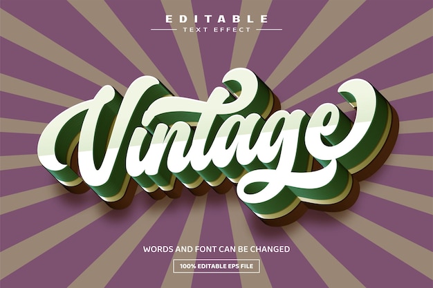 Vintage 3D editable text effect template