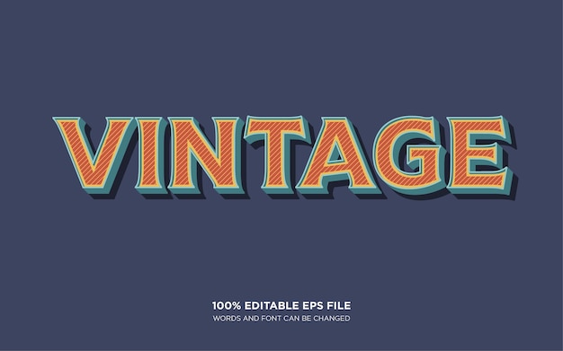 Vintage 3D editable text style effect