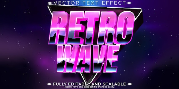 Vector vintage 80s text effect editable retro future and cyber space text style