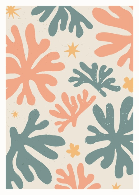 Vintage abstract Matisse inspired print for wall decoration