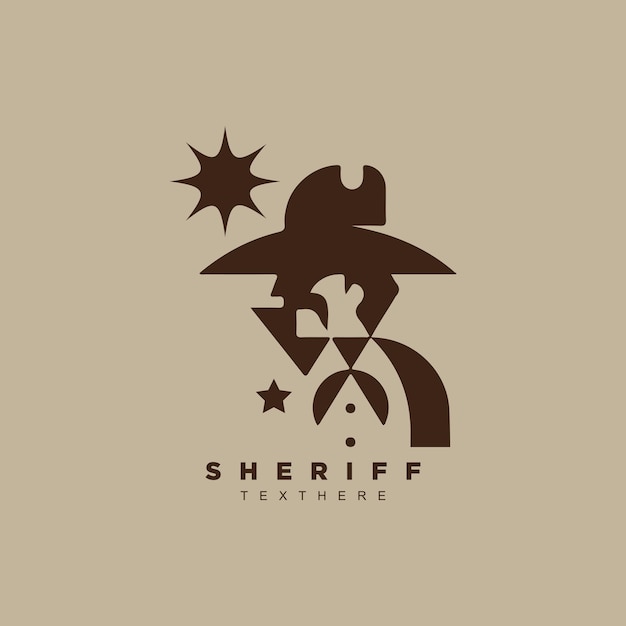 Vector vintage abstract sheriff or bandit cowboy logo design vector