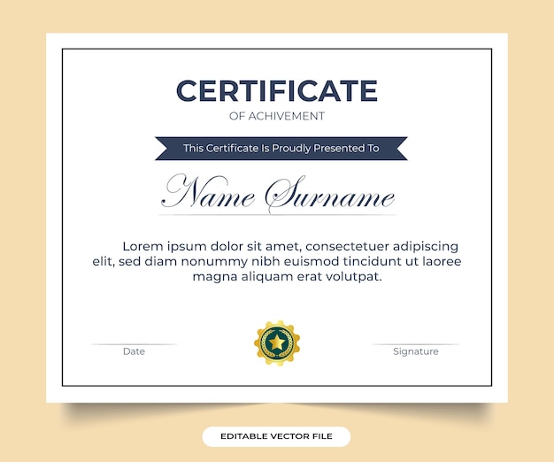 Vintage achievement certificate template vector Simple vintage style certificate decoration