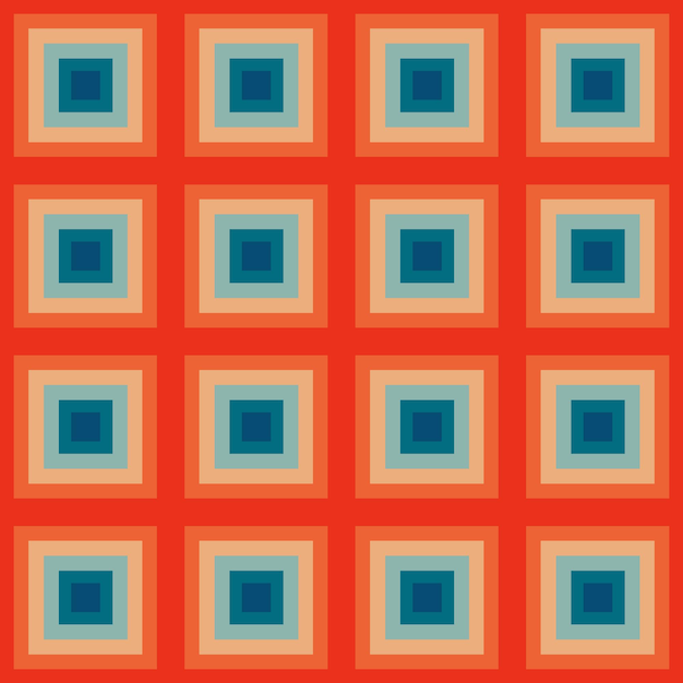 Vintage aestethic pattern with squares in the style of the 70s and 60