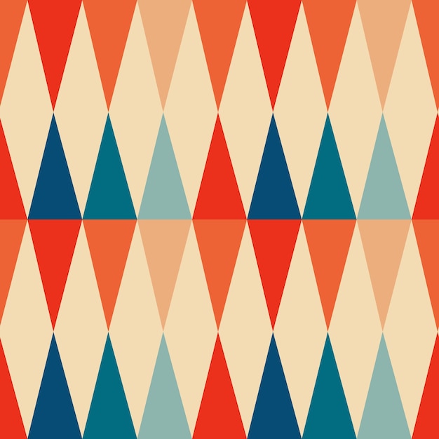 Vintage aesthetic pattern with triangles in the style of the 70s and 60