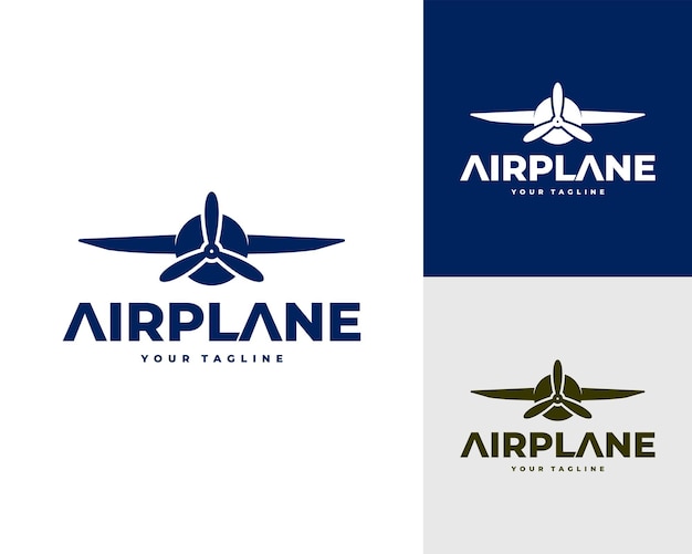 vintage airplane logo with propeller vector illustration