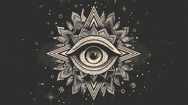 Vector vintage all seeing eye in mandala providence