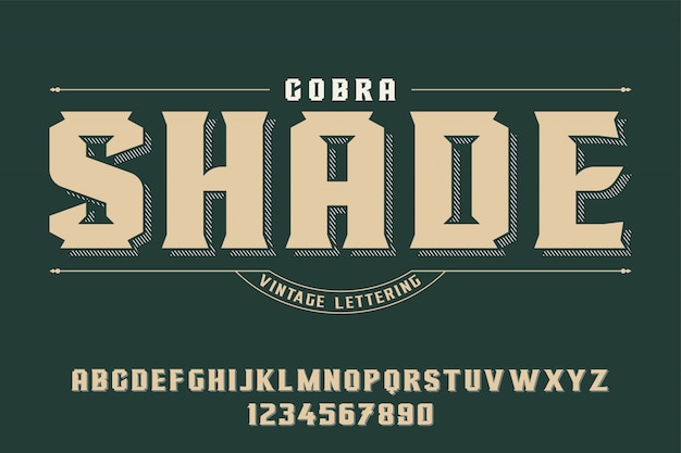 Vector vintage alphabet with striped shadow