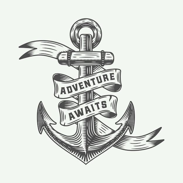 Vintage anchor with adventures typography.