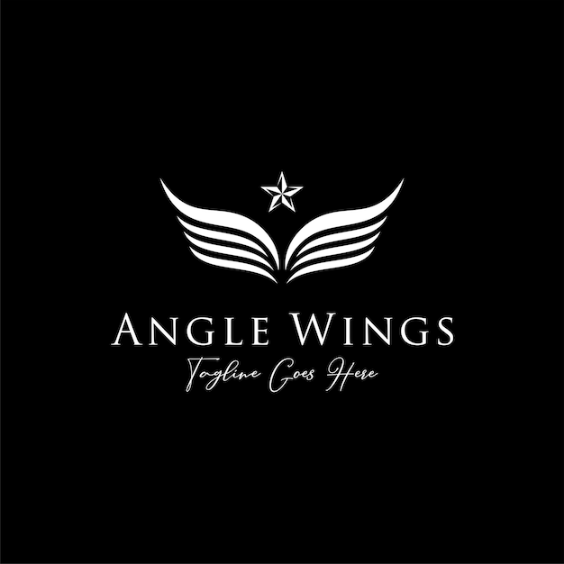 Vintage Angle Wing with Star Symbol Logo Design