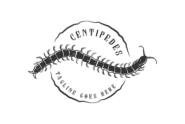 Vintage Animal Venomous Centipedes Silhouette Logo Design Vector