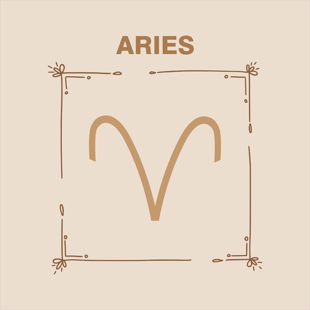 Vintage Aries Zodiac with Cute Frame Square Vector