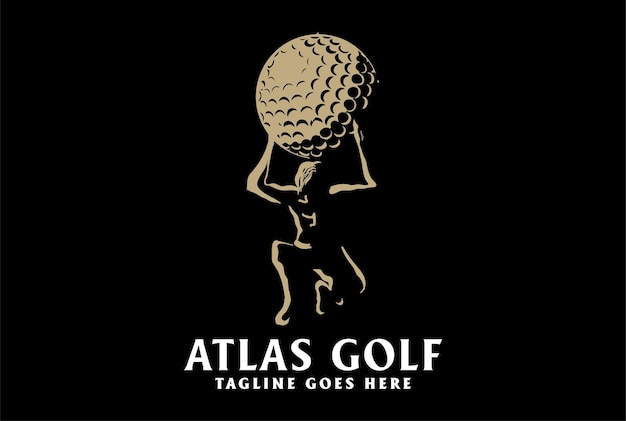 Vintage Atlas Lift Golf Ball for Sport Club Competition Logo Design Vector