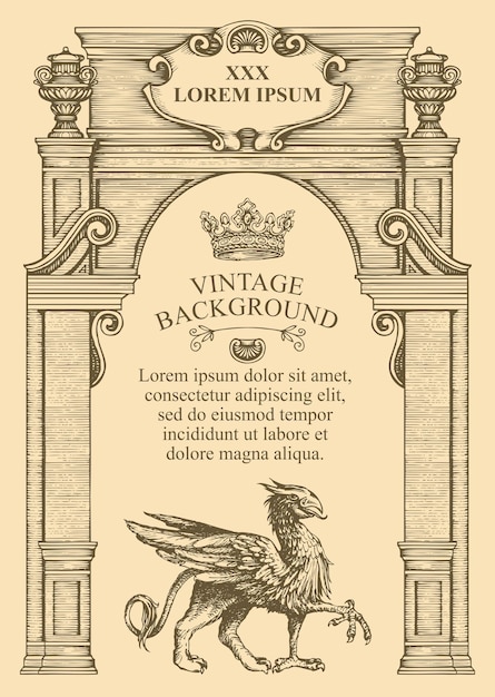 Vector vintage background with griffin