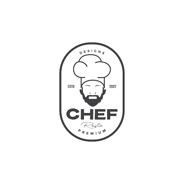 Vintage badge with bearded chef logo design