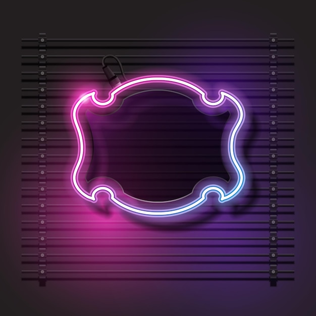 Vintage banner design Neon frame Pink neon design