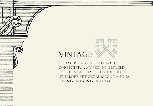 Vector vintage banner with old crossed keys